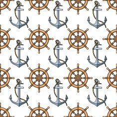 Vector pattern with anchors and ship's wheels N2