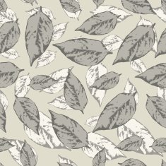 Pattern with leaves in pastel on gray background