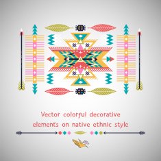 Vector colorful decorative element on native ethnic style N17