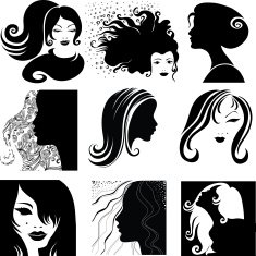 Vector set of closeup portrait - beautiful woman N2