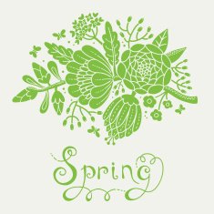 Vintage card with a blossoming branch N15