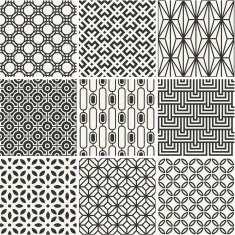 Set of endless monochrome simple patterns