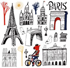 Symbols Buildings and Tourism Landmarks of Paris France Set N2