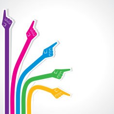 Creative colorful pointing hand