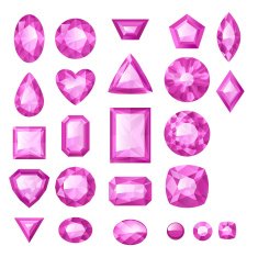 Set of realistic pink jewels Bright gemstones