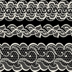 Lace fabric seamless borders with abstract flowers N3