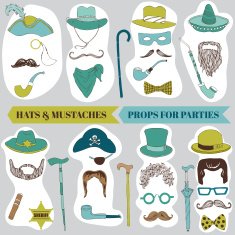 Photo Booth Party set - Glasses hats lips mustache masks