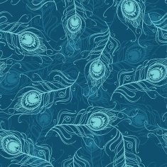 Seamless pattern of peacock feathers N3