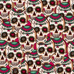 Skull and Flowers Seamless Background N2