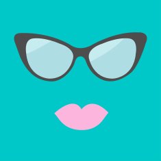 Women's glasses and lips Flat design