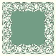 White Lace Frame floral Pattern Green Background