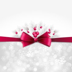 Vector christmas background with bow and holly N3