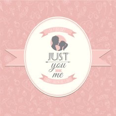 Greeting card with couple Festive Valentine's Day seamless patt N2