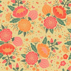 Seamless vintage pattern with decorative flowers N16