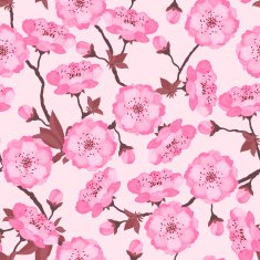 Spring flowers cherry natural seamless pattern