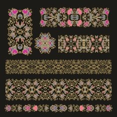 Set of floral ribbons