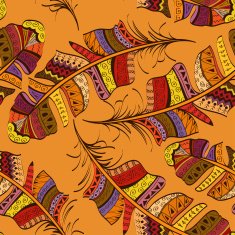Seamless pattern of tribal bird feathers