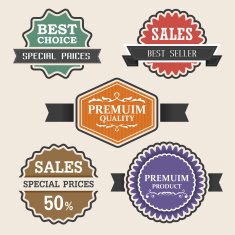 Vintage labels and ribbon retro style set