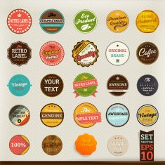 Vintage Labels Icon Set N4