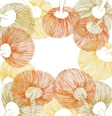 Green yellow and orange vintage flower element