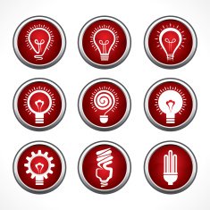 Set of electric bulb symbols and icons