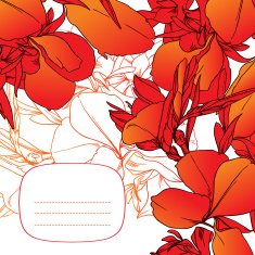 frame of abstract red flowers