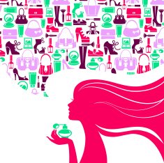 Beautiful woman silhouette with fashion icons N4