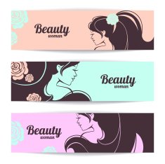 Banners with woman silhouette