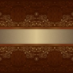 Ornate floral seamless pattern on brown Vector background