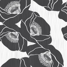 Monochrome seamless pattern with poppies Hand-drawn floral background N6