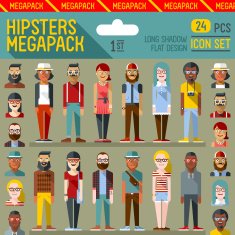 Hipsters megapack Flat design Long shadow