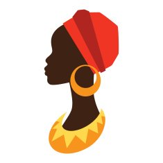 Silhouette of african girl in profile with earrings