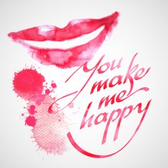 Lips painted in watercolor Vector illustration N3