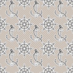 Vector pattern with anchors and ship's wheels N3
