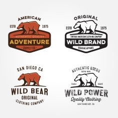 Collection of Bear badges logos and design elements