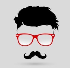 mustache glasses hairstyle