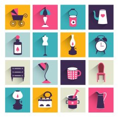 Flat shadows icon Retro style vector vintage design