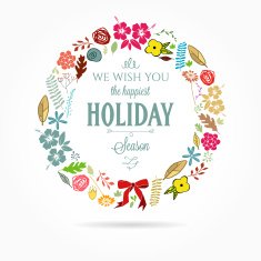 floral greeting card with christmas wreath