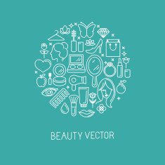 Vector linear logo with icons