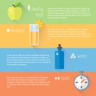Healthy lifestyle llustration and info-graphic Food water sport