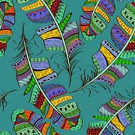 Seamless pattern of tribal bird feathers N2