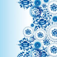 Vintage shabby Chic ornament with blue flowers and leaves Vector