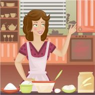 Retro woman cooking