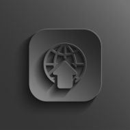 Globe icon - vector black app button