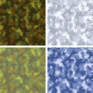 Seamless stylized camouflage patterns with hexagons