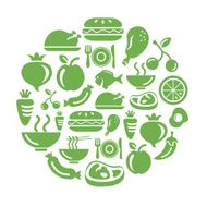 Food Fruits and Vegetables Icons in Circle Shape N3