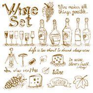 Set of wine elements