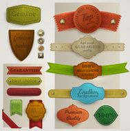 Leather labels ribbons and rivets collection N2