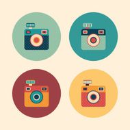 Colorful set of hipster vintage cameras