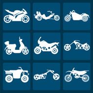 Set of nine motorbikes icons N3